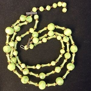 Retro Vintage Green Lucite Triple Strand Necklace